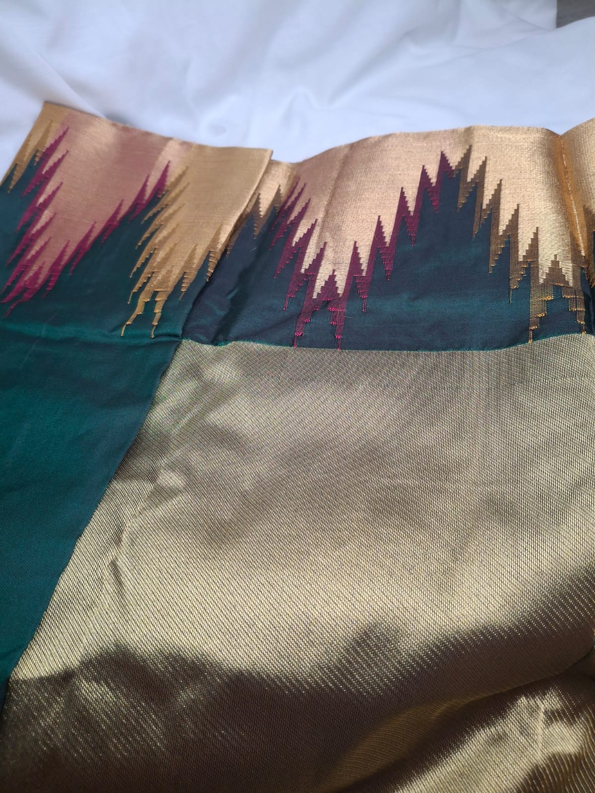 Pure Kanchi Silk Saree with Temple Border