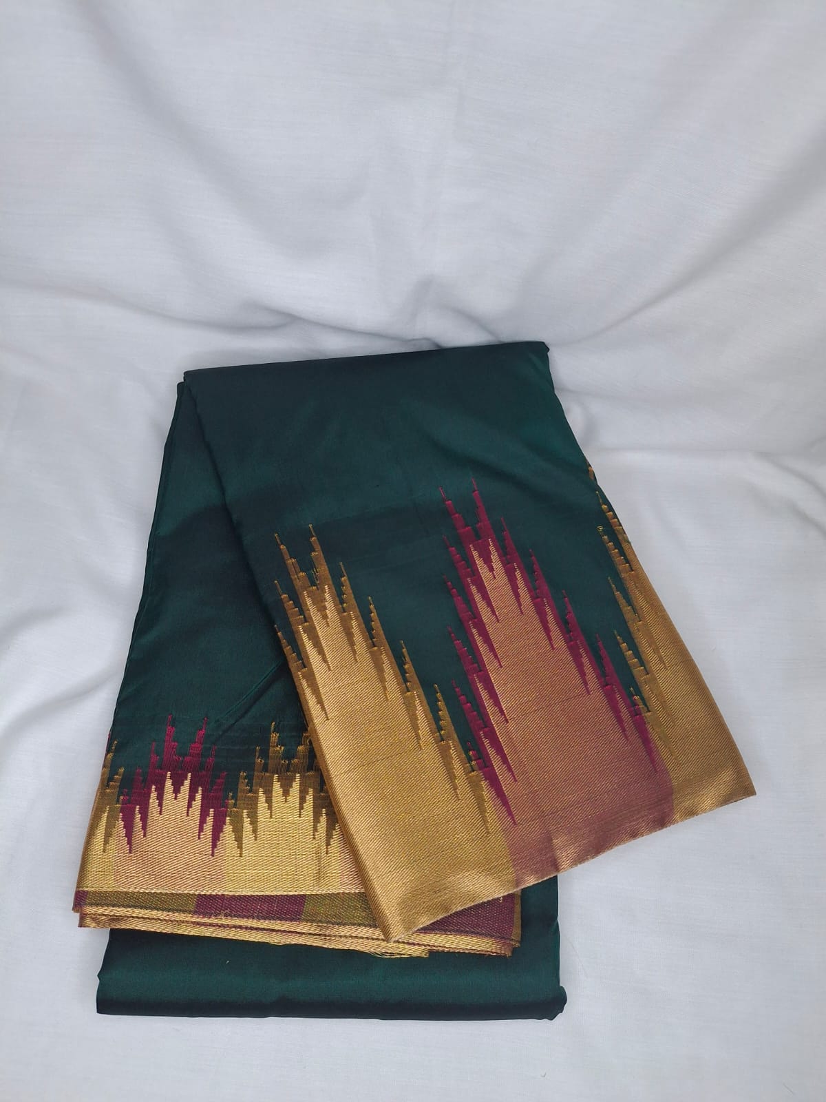Pure Kanchi Silk Saree with Temple Border