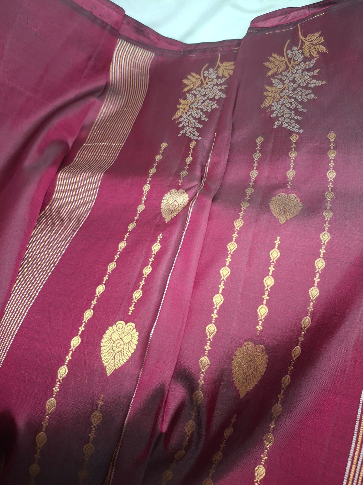 Kanchi Silk Saree without Border with Stripes