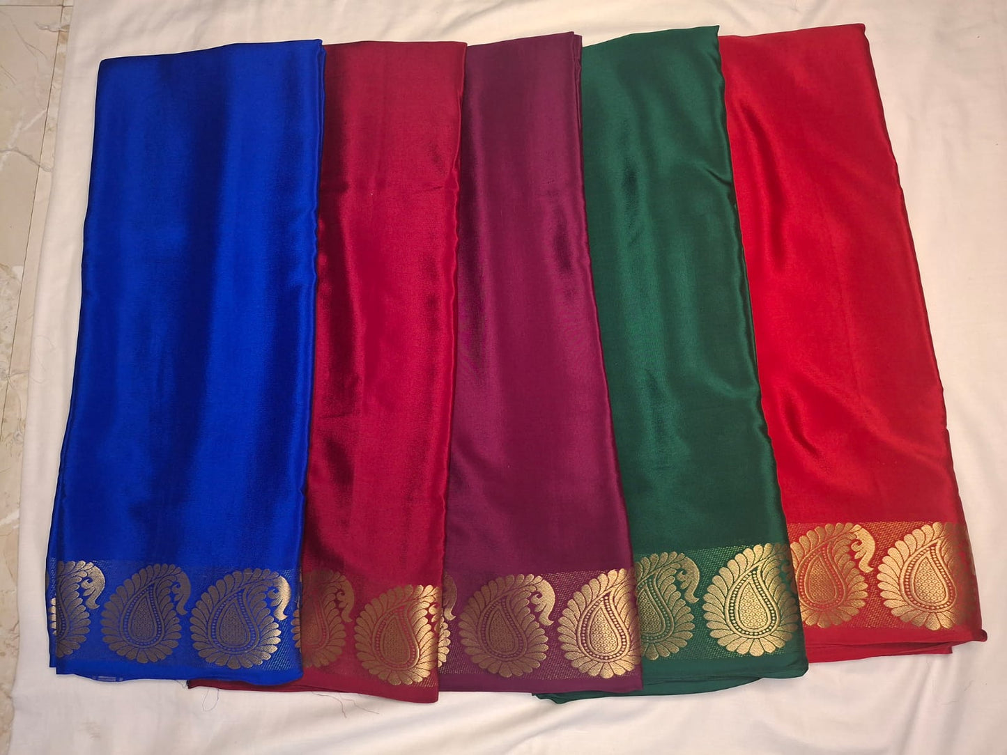 Pure Crepe Silk Saree with Mango Border
