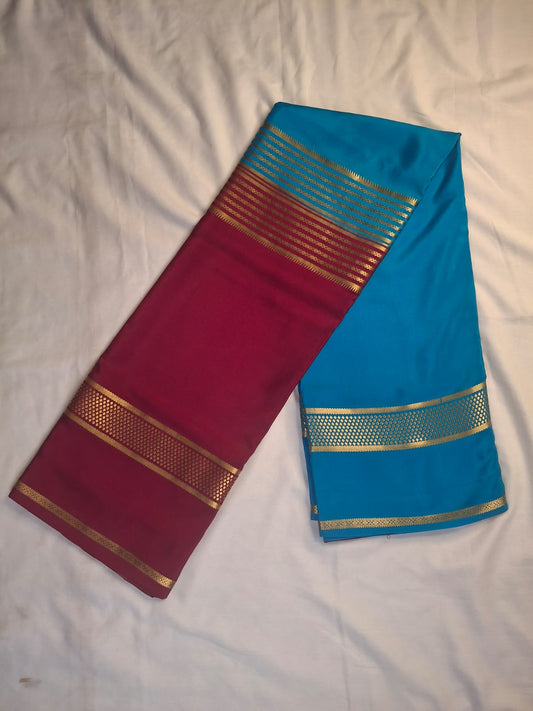 Pure Crepe Silk Saree with Half and Half color and stripes