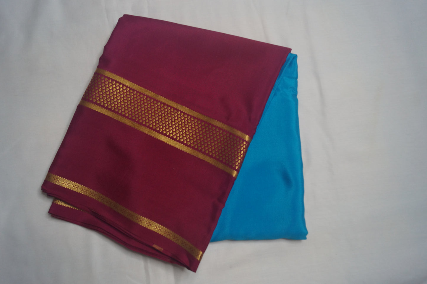 Pure Crepe Silk Saree with Half and Half color and stripes in 110 GSM