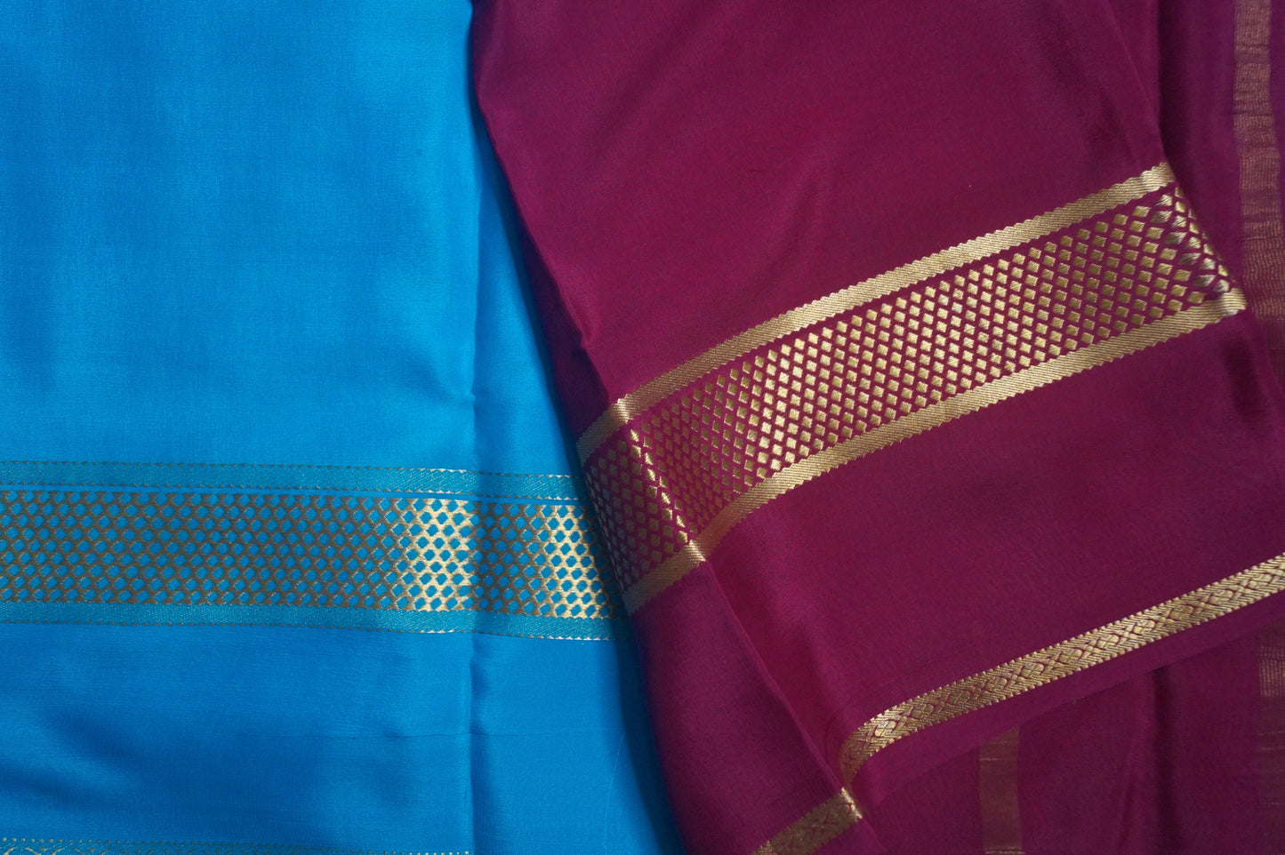 Pure Crepe Silk Saree with Half and Half color and stripes in 110 GSM