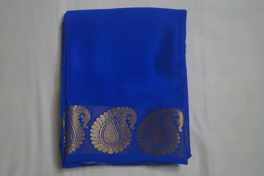 Pure Crepe Silk Saree with Mango Border in 100GSM Silk
