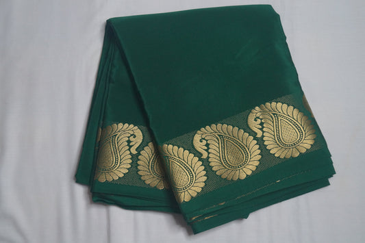 Pure Crepe Silk Saree with Mango Border in 100GSM Silk