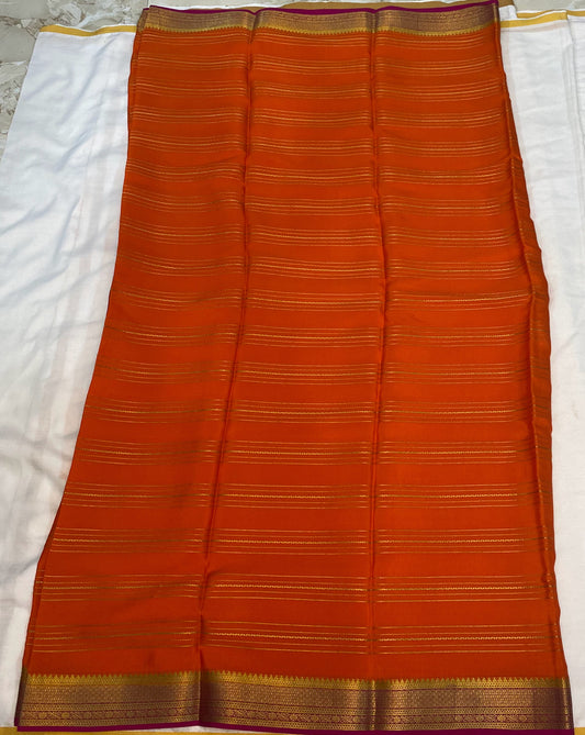 Pure Crepe Silk Saree with all-over lines and Small Border