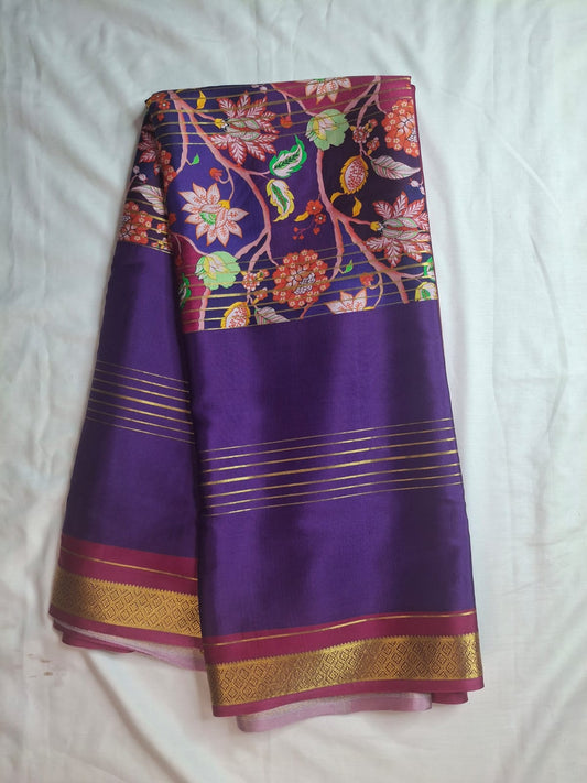 Pure Crepe Silk Saree with Kalamkari Print