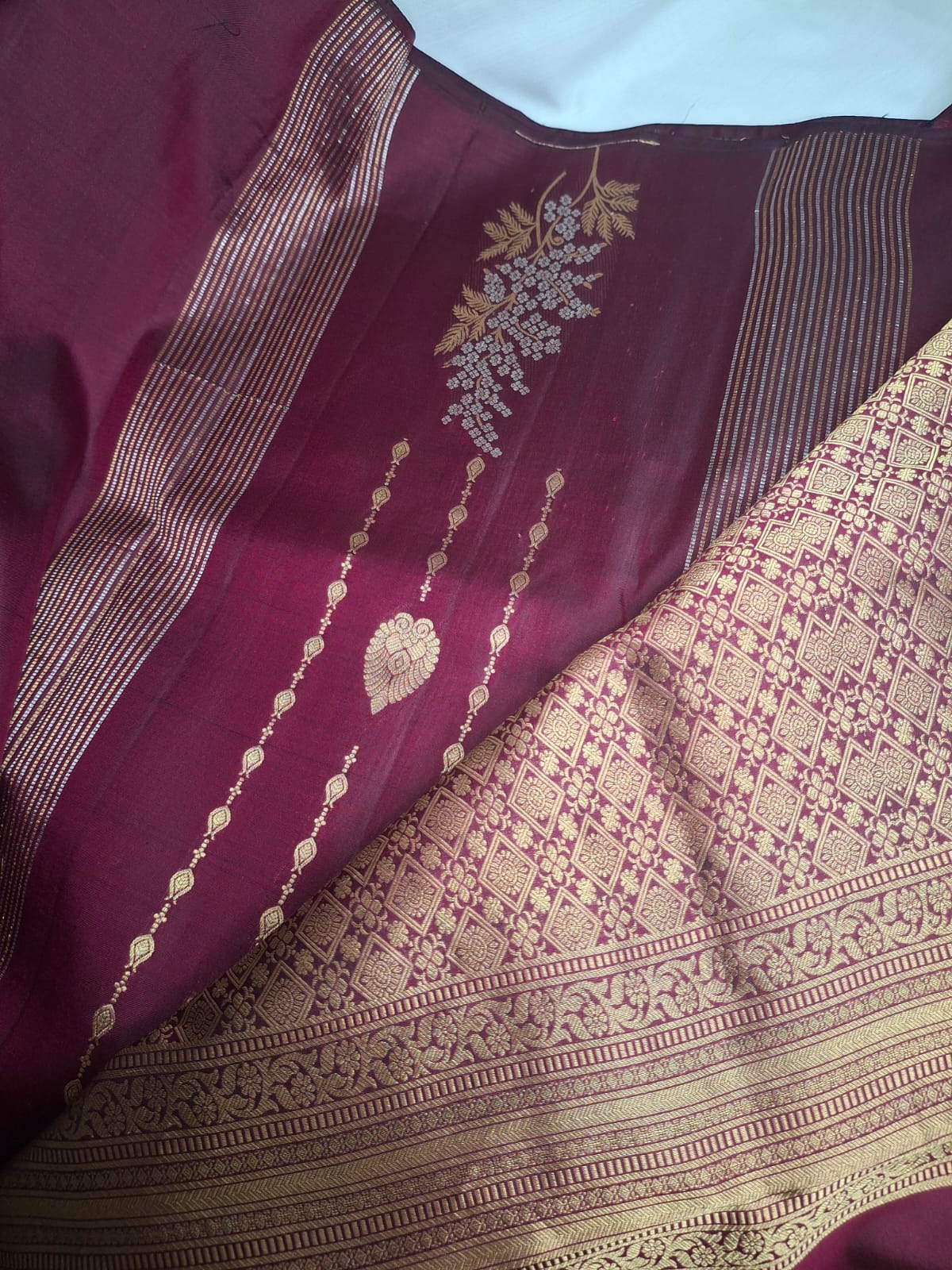 Kanchi Silk Saree without Border with Stripes